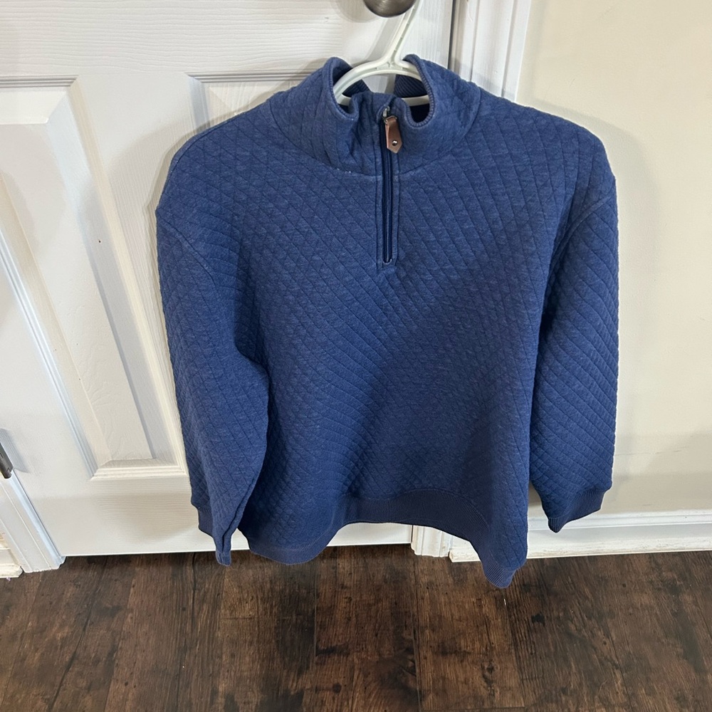 Crown and Ivy Men’s Large Blue Diamond Quilted Quarter Zip Pullover